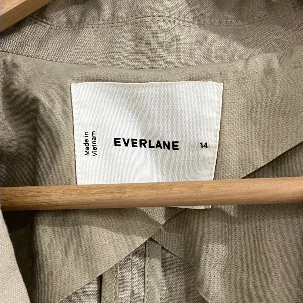 Everlane Beige Linen Double Breasted Blazer Size 14 - Picture 2 of 6